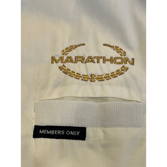 Members Only White Marathon Racer Jacket Mens Large Gold Embroidery Vintage